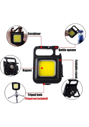 Cevval Çok Işlevli Şarj Edilebilir Mini Led Anahtarlık El Feneri Siyah