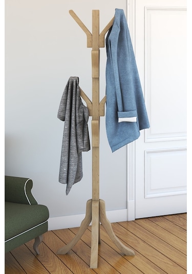 Homedora Axel Ahşap Ayaklı Gürgen Askılık Ahşap