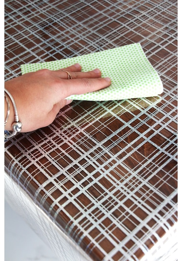 Pvc Şeffaf Desenli Silinebilir Muşamba Masa Örtüsü 405-kareli Gümüş