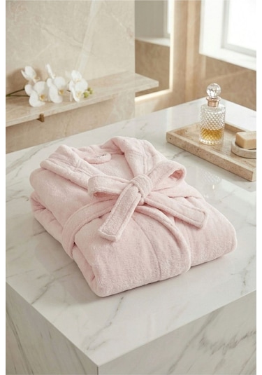 Rashell Welsoft Kapüşonlu Peluş Bornoz Pembe