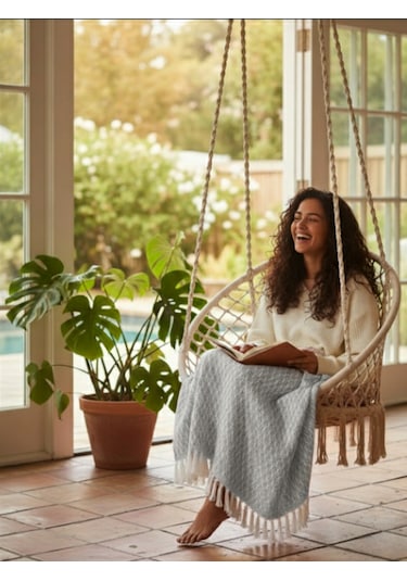 Beylini Çok Amaçlı Örtü Koltuk Çekyat Kilim Yatak Piknik Örtüsü Zemin Kaplama Yıkanabilir Saçaklı 170x200 Cm Gri