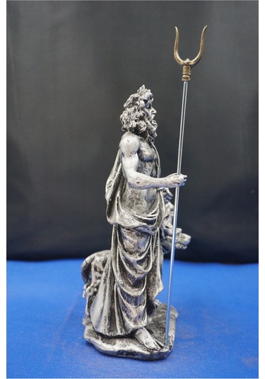 Hades Heykel Biblo Tasarım 25 Cm Mitolojik Obje Hediyelik Eşya Ev Dekor Gümüş