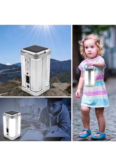 Sıladanal Güneş Enerjili Şarjlı Işık 1200mah Yeniden Şarj Edilebilir Batarya Yg-7977s Siyah