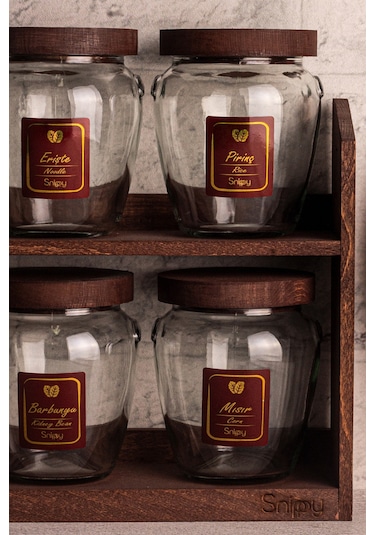 Snippy Baharat Ve Saklama Kabı Bakliyat Etiketi 24 Adet Etiket Suya Yıkamaya Dayanıklı Kendinden Yapışkanlı Bordo
