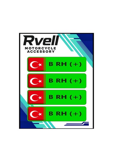 Rvell Yeşil Kan Grubu Damla Sticker 4lü B+ 1.Resim