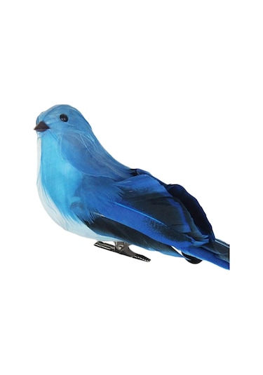 Suntek Kelepçe Bahçe Ağacı Dekor Mavi Ile Yapay Tüy Köpük Kuşlar