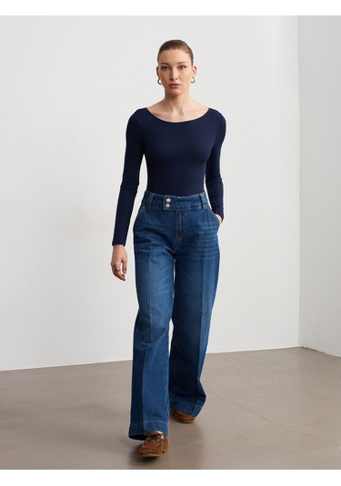Dilvin 32549 Kayık Yaka Bodysuit-k.lacivert K.lacivert
