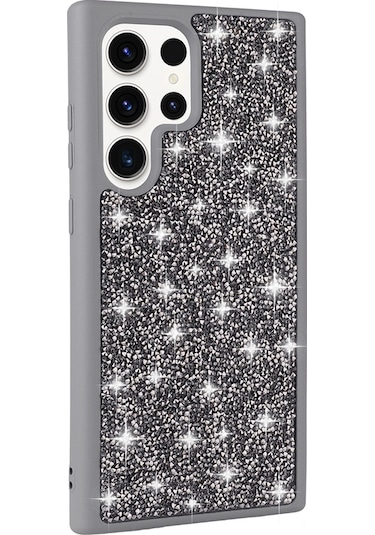 Ardemix Galaxy Uyumlu S22 Ultra Kılıf Parlak Taşlı Tasarım Ardx Pırlanta Kapak - Beyaz Beyaz