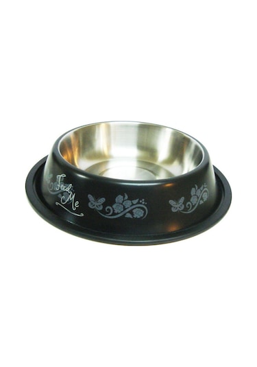 Oripet ASRPP-R Çiçek Figürlü 96 Oz Metal Kedi Mama Kabı