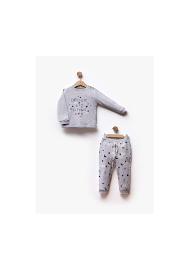 Flexi 2'li Unisex Bebek Çocuk Pijama Takım-524 Gri