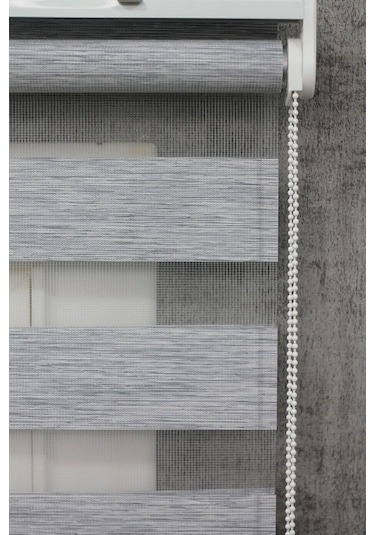 İthal Bambu Açık Gri Zebra Stor Perde Etek Dilimsiz Gri