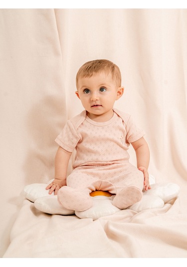 Jakarlı Çıtçıtlı Body Patikli Alt Bebek Takımı Pudra