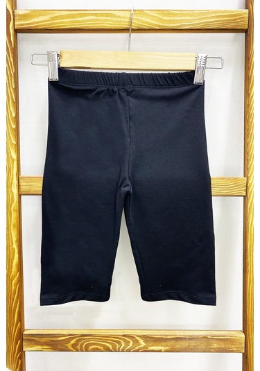 Kız Çocuk Kısa Tayt Düz Renk Beli Lastikli D27 Siyah