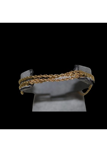 Üçlü Burgu Zincir 17 Cm Paslanmaz Çelik Bileklik Gold Kadın Bileklik Künye Çelik Takı Gold