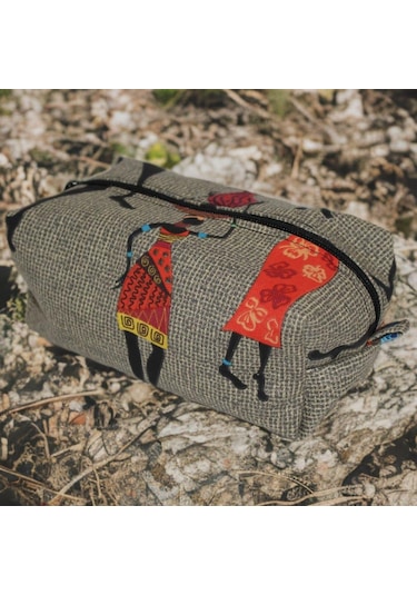 SerSev Etnik Bohem Desenli El Yapımı Duck Kumaş Su Geçirmez Makyaj Çantası