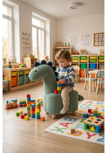 Argimo Rexy Dinozor Bebek Çocuk Odası Puf Yeşil