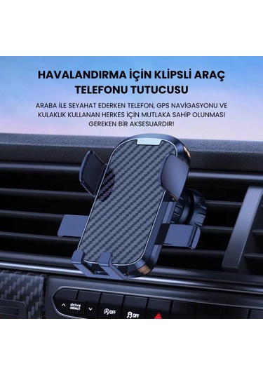Coofbe Klipsli Sarsılmaz Airwent Araç Havalandırma Telefon Tutucu Araç İçi Telefon Tutucu Siyah