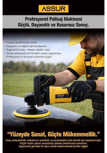 Assur ASR406-02-07 180 MM Pasta Cila Polisaj Zımpara Sarı