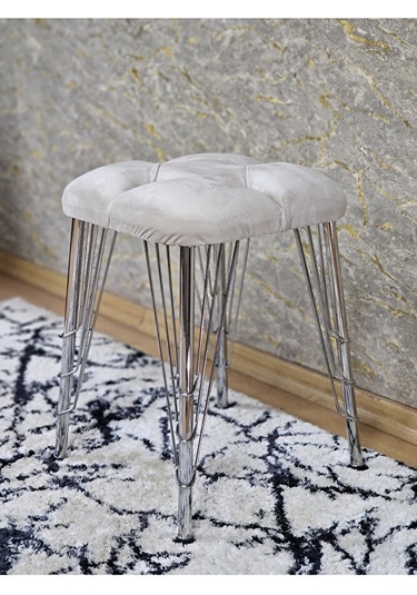 Kare Krom Kaplama Telli Ayaklı Tabure - Oturak - Bar Taburesi - A Çok Renki