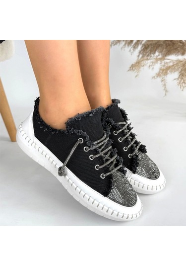 Enber Siyah Kot Bağcıklı Spor Ayakkabı Siyah