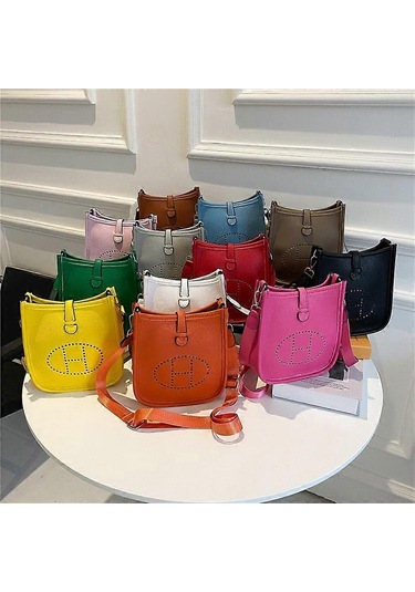 Moda Kadın Düz Renk Basit Küçük Kare Çanta Doku Tek Omuz Çapraz Askılı Pu Harf Bayan Çanta Haki Diğer