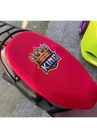 King Kırmızı Desenli Penye Motosiklet Kılıfı -motor