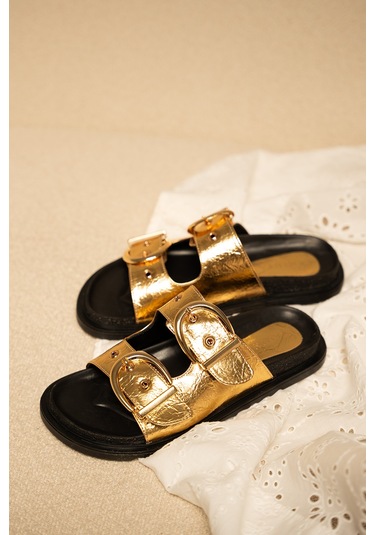 Craft Kadın Gold Toka Detaylı Terlik Gold