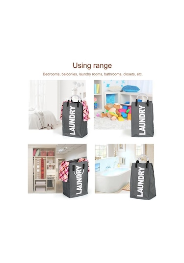 Cbtx Pratik Katlanabilir Kirli Giysileri Yıkama Çamaşır Sepeti Alaşım Saplı Dayanıklı Koyu Gri Diğer