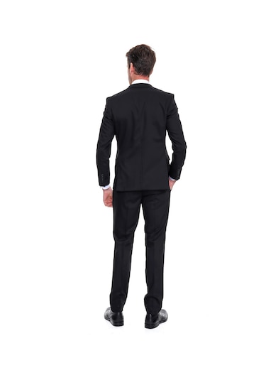 Morven Erkek Siyah Basic Düz Slim Fit Dar Kesim Çift Yırtmaç Tak - 498888096 Siyah