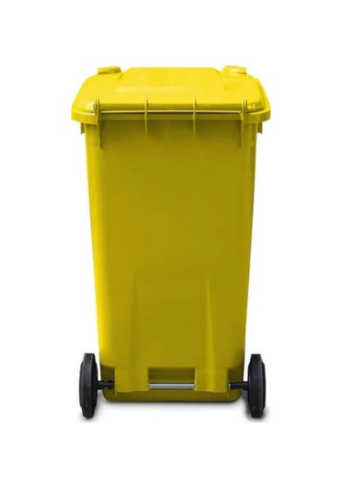 3 Adet Sari Plastik Çöp Konteyneri 240 Litre - Isıya Karşı Dayan Sarı