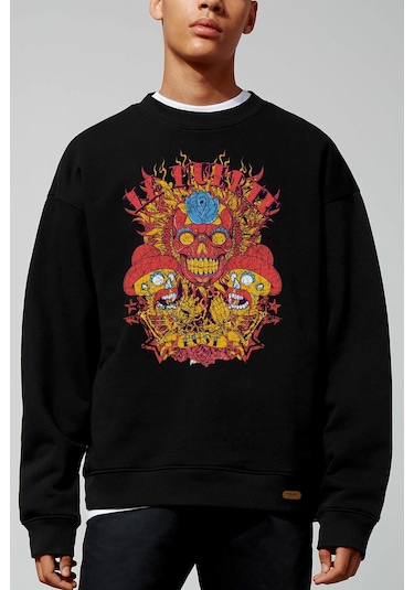 La Muerte Oversize Siyah Sweatshirt Vdpswt125-trzksw2861 Siyah