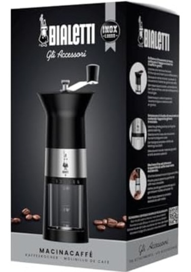 Manuel Kahve Değirmeni Paslanmaz Çelik, Mat Siyah Siyah