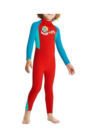 Suntek Çocuklar Wetsuit Suya Dayanıklı Mayo L-kırmızı