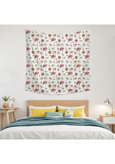 59x59 İnç Noel Temalı Kare Duvar Halısı, Oturma Odası, Yatak Odası Ve Genç Odası Dekoru İçin