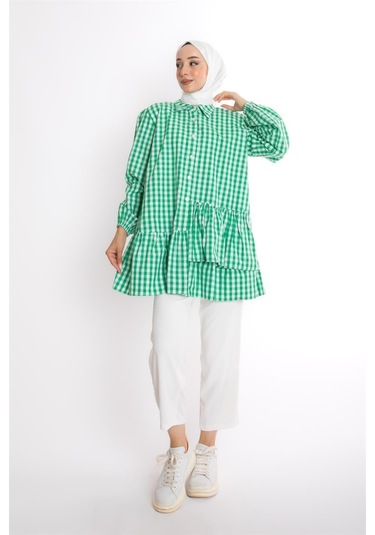 Ekose Yeşil Tunik Çok Renkli