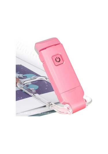 Pembe Led Usb Şarj Edilebilir Kitap Işığı Okuma Işığı Göz Koruması Gece Lambası Taşınabilir Klipsli Masa Işığı Yer Ayracı Okuma Işığı Gece Lambası Pembe