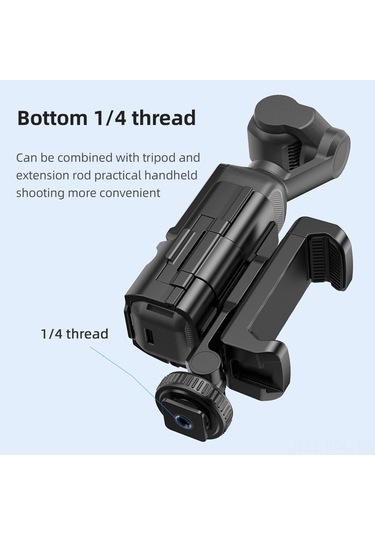 Padalink Djı Osmo Pocket 3 Ve Akıllı Telefon Uyumlu, 3 Soğuk Ayakkabı Montajlı, Çift Yükleme Özelliği, Tripod Uyumlu Siyah Tutucu