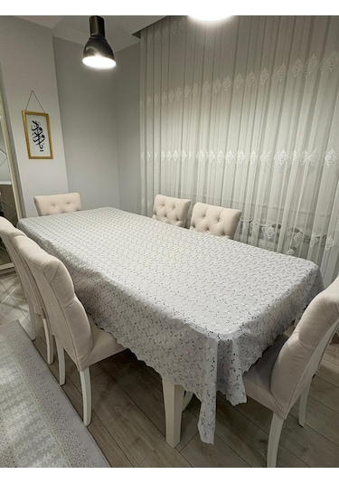 Brode Nakış Işlemeli Dertsiz Masa Örtüsü 150x250 Gri
