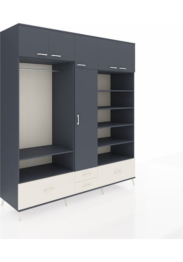 Kronos Dolap 18 Raflı 4 Çekmeceli Tek Askılı 220x59x243 Antrasit-antrasit/aytaşı Antrasıt/aytası Kronos Dolap 18 Raflı 4 Çekmeceli Tek Askılı 220x59x243 Antrasit-antrasit/aytaşı Antrasıt/aytası