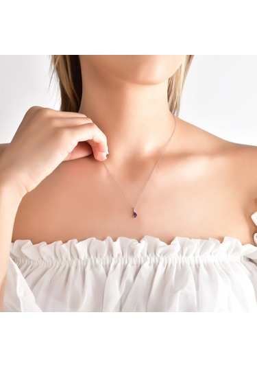 Ariş Pırlantalı Damla Safir Kolye