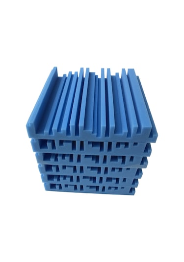 Hfambition Mavi Yüksek Yoğunluklu Köpük Akustik Paneller - Gürültü Emici, Yalıtıcı, Yangın Engellli, Düzensiz Geniş Frekanslı, 6 Adet 25x25x5cm 9.7''