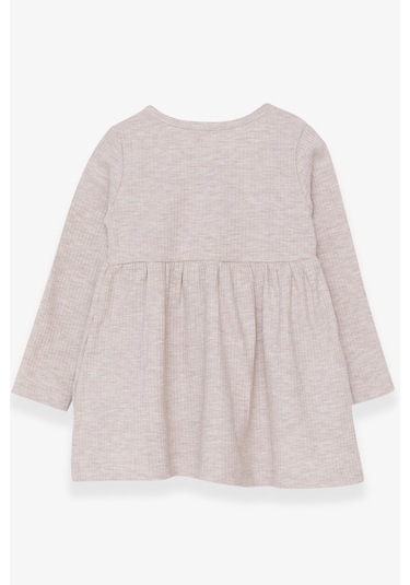 Breeze Kız Çocuk Uzun Kollu Elbise Tilkicik Nakışlı 1.5-5 Yaş, Bej Melanj