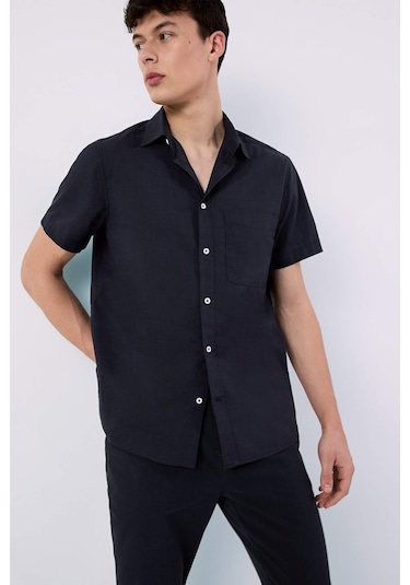 DeFacto %100 Pamuk Regular Fit Yazlık Polo Yaka Keten Görünümlü Kısa Kollu Gömlek D7551AX25SPAR190 DeFacto %100 Pamuk Regular Fit Yazlık Polo Yaka Keten Görünümlü Kısa Kollu Gömlek D7551AX25SPAR190