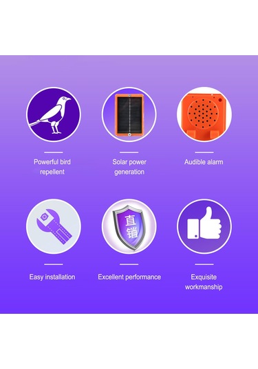 B0ccm Beyaz Solar Ses Işığı Kuş Kovucu 360 Dönen Solar Kuş