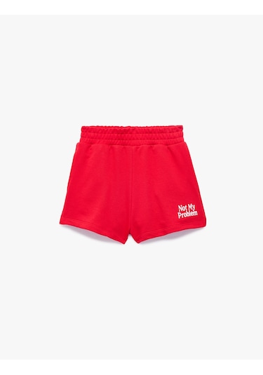 Koton Rahat Kalıp Baskılı Normal Bel Lastikli Mini Spor Şort Kırmızı 6sak40308nk