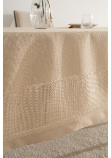 Nora Bej Zarf Köşe Masa Örtüsü 150x220 Cm Bej