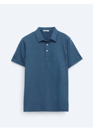 Kip Lacivert Polo Yaka %100 Pamuk T-shirt Lacivert