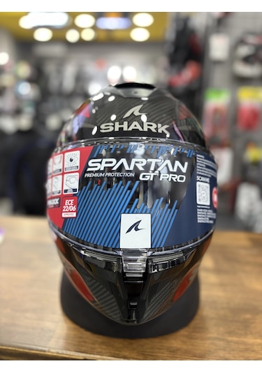Shark Spartan Gt Pro Carbon Ritmo Şeffaf Vizörlü Kask Karbon Kırmızı