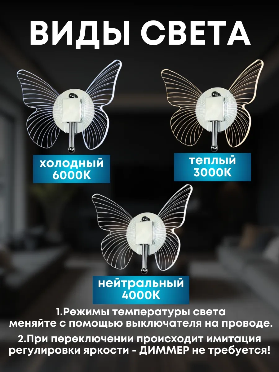 Lubimyj Svet Led Kablolu Duvar Askısı Kelebek Lamba 281624247 Gri