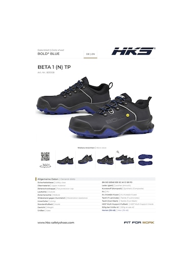 Hks Beta 1 N Tp S3s Hı Cı Sr Fo İş Ayakkabısı 520 Gr Siyah